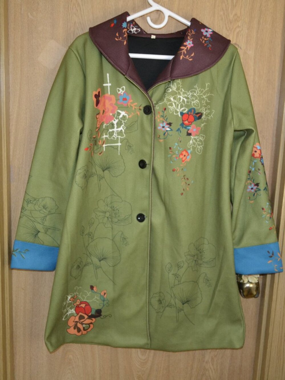 Boho Floral Embroidered Green Artsy Cottagecore Spring Fall Whimsycore Coat